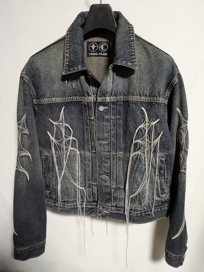 THUG CLUB Tribal Tree Denim Jacket "Blue"