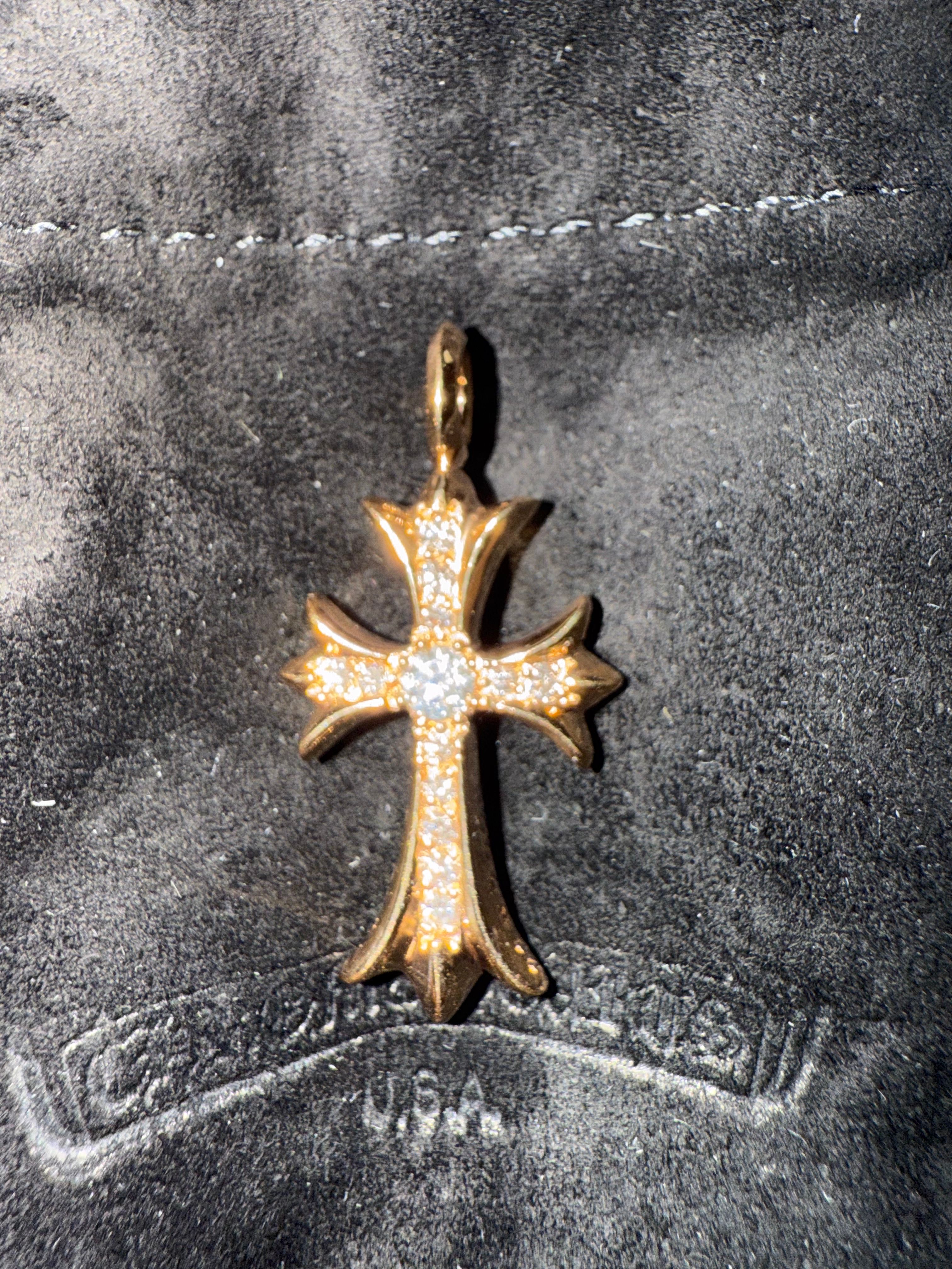 新品 クロムハーツ タイニーファットクロス 22K パヴェダイヤ