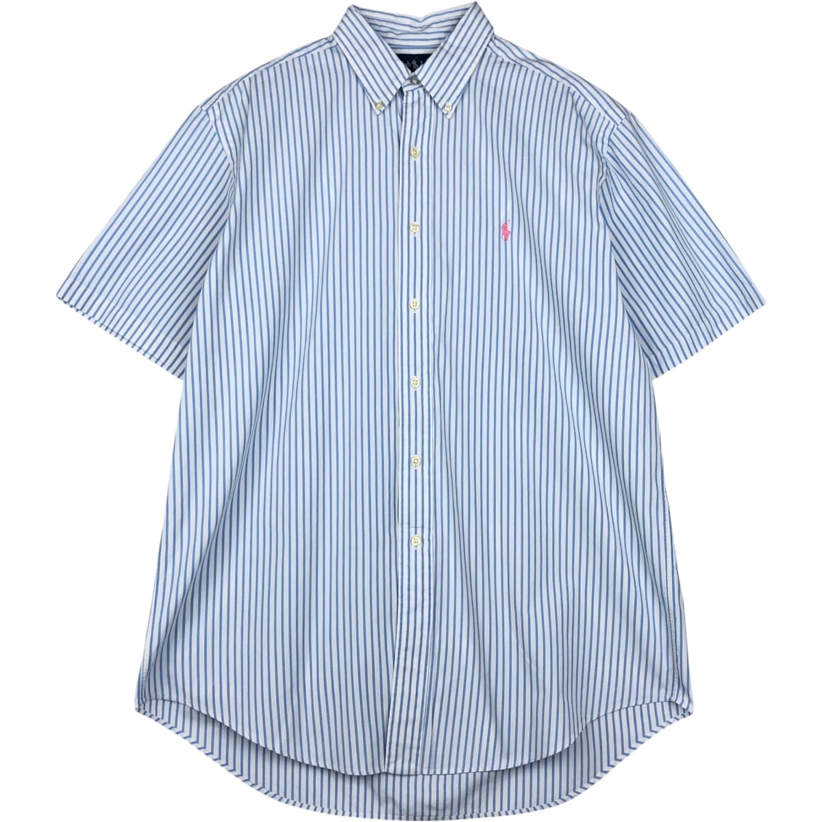 古着 ラルフローレン Ralph Lauren CLASSIC FIT クラシックフィット 半袖 ボタンダウン ストライプシャツ メンズL相当/eaa623653