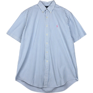 古着 ラルフローレン Ralph Lauren CLASSIC FIT クラシックフィット 半袖 ボタンダウン ストライプシャツ メンズL相当/eaa623653
