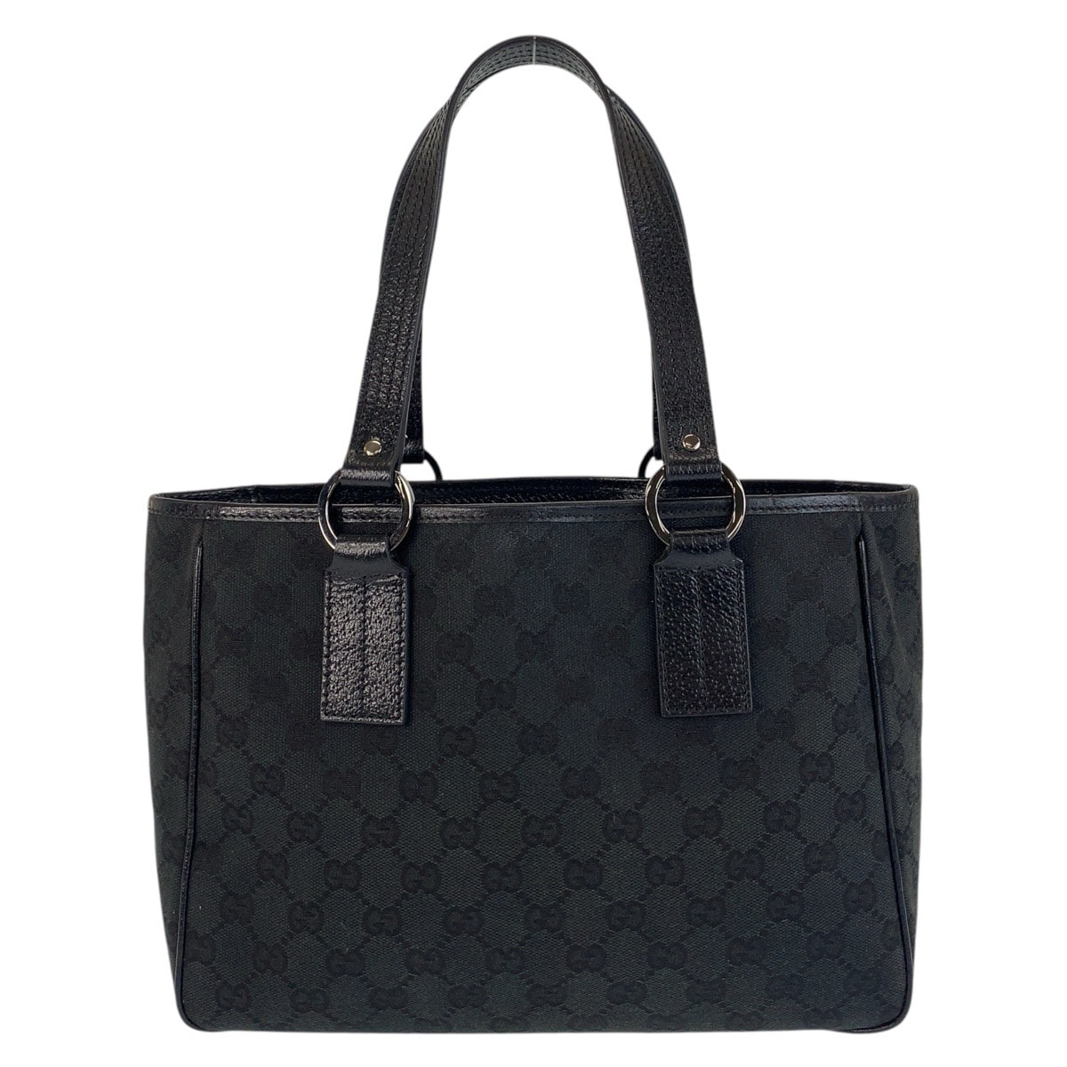 美品 GUCCI グッチ ブラック 黒 シルバー金具 GGキャンバス レザー/ トートバッグ ショルダーバッグ 504712 【中古】