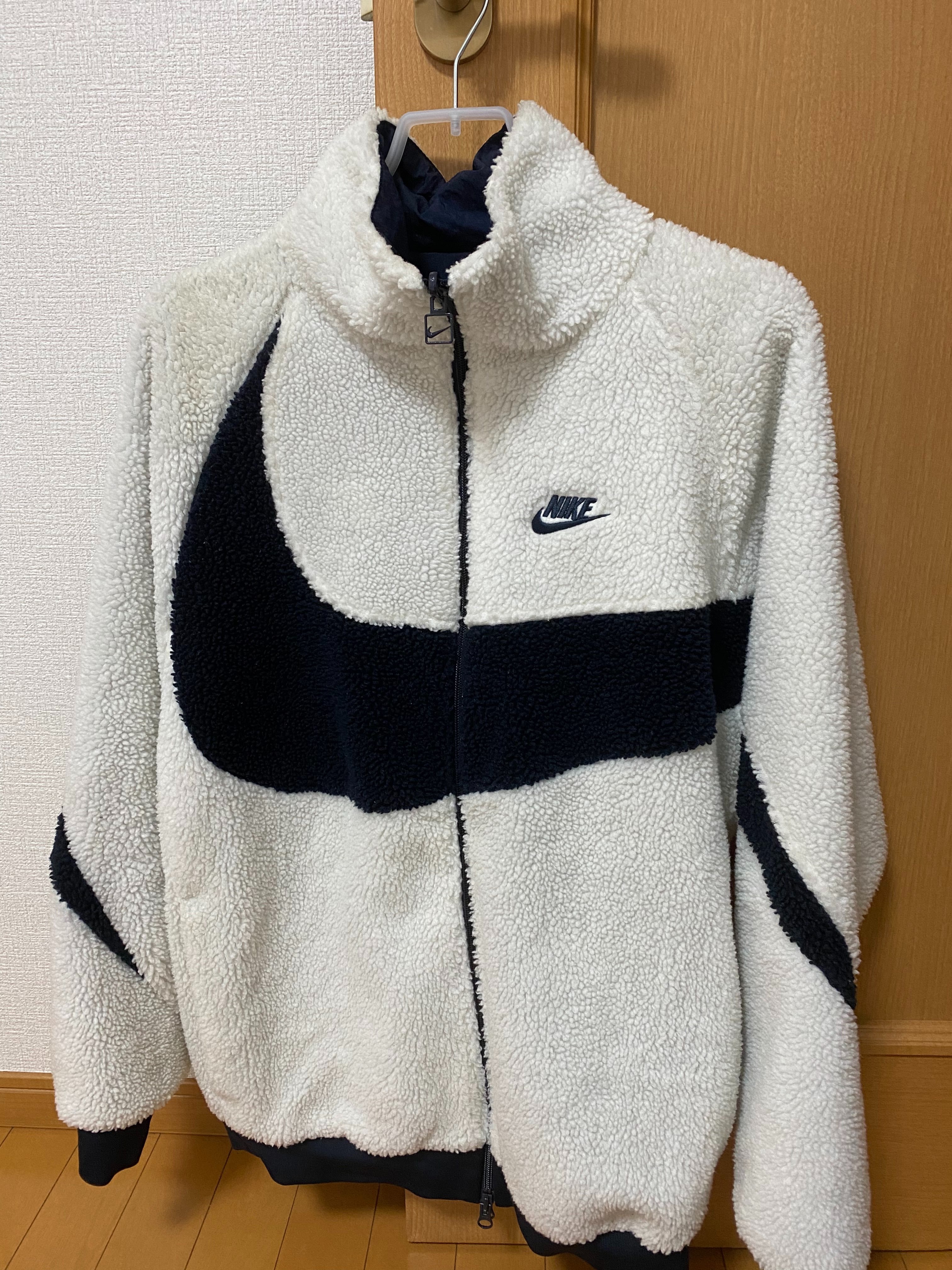 Nike Big Swoosh Reversible Boa Jacket "Sail/Dark Obsidian"