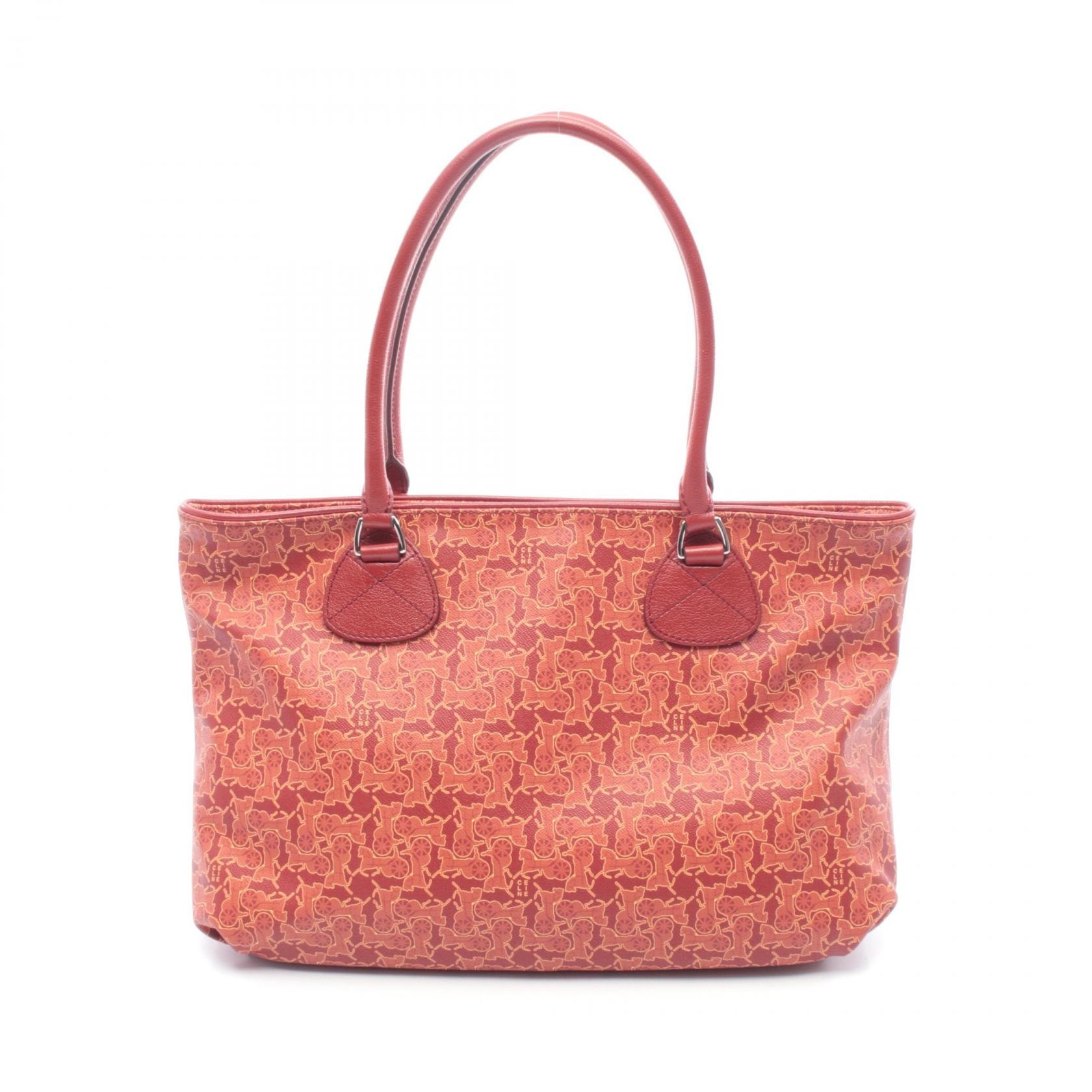 セリーヌ CELINE サルキー トートバッグ バッグ PVCコーティングキャンバス レザー レディース レッド系 / マルチカラー 【中古】