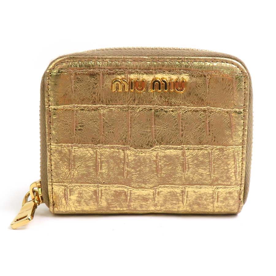 ミュウミュウ MIUMIU コインケース レザー ゴールド レディース【中古】 r10643a