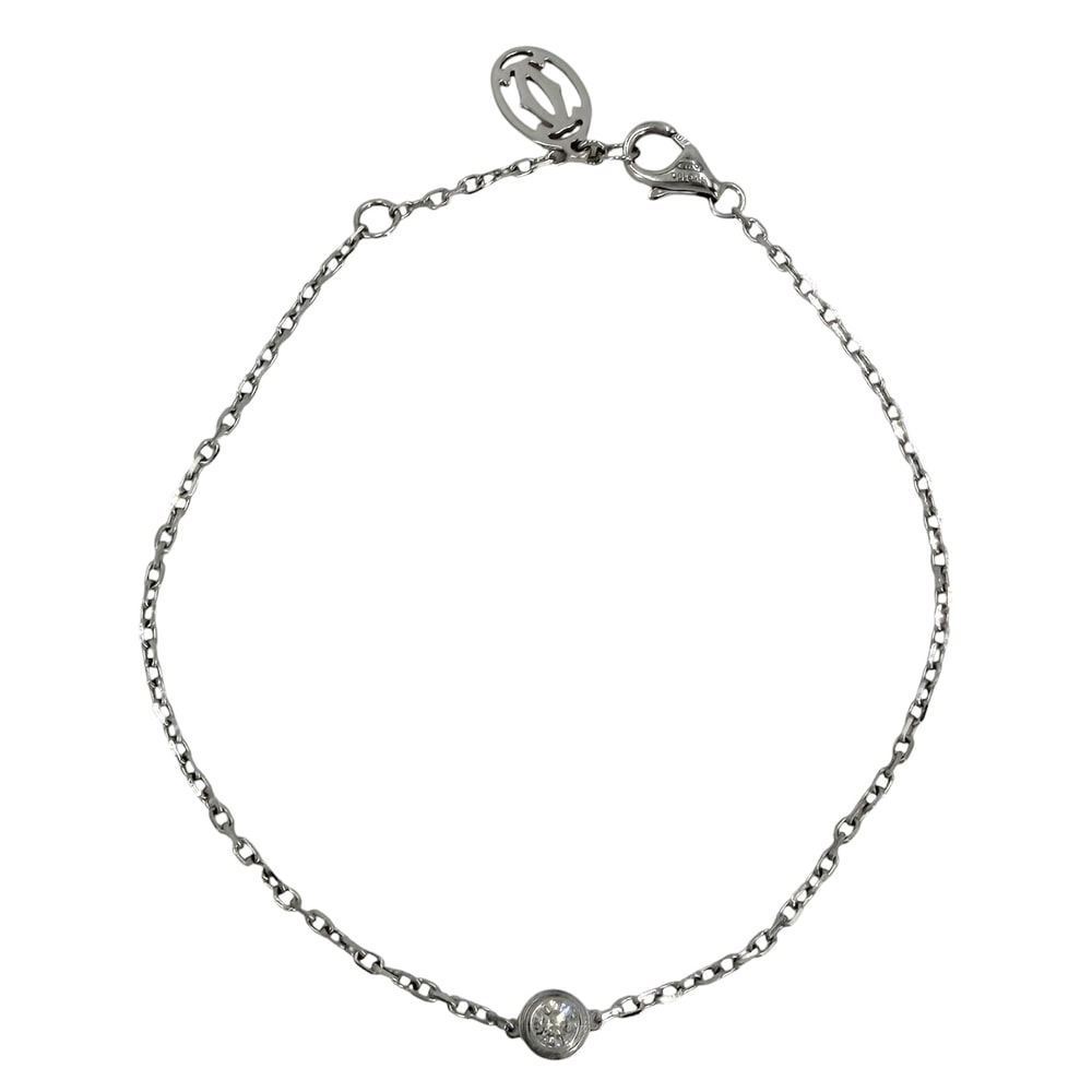 CARTIER カルティエ ブレスレット ダムール スモール 一粒ダイヤ アクセサリー ジュエリー アジャスター付き Au750 18金WG K18ホワイトゴールド    ダイヤモンド レディース 約2.3g【中古品】