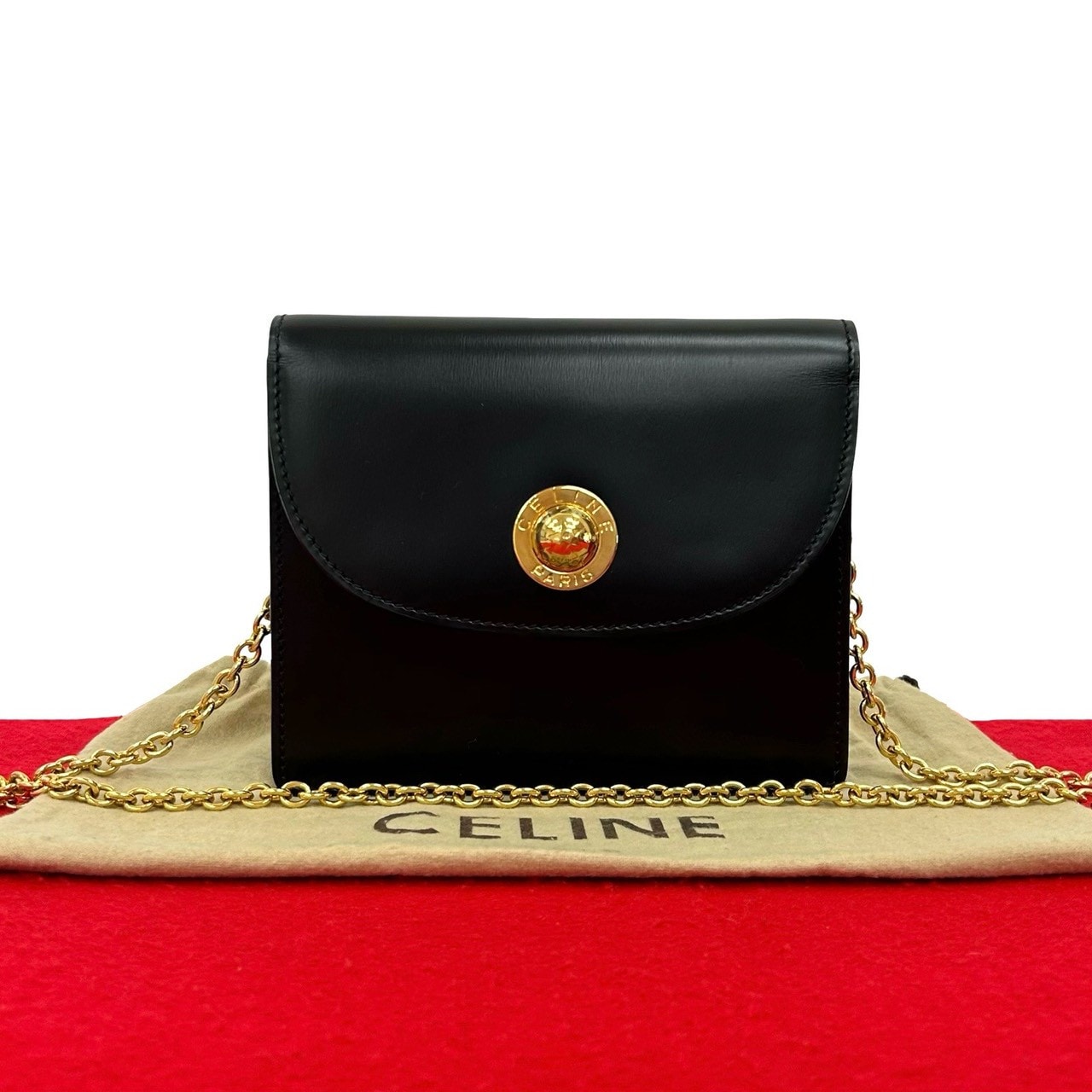 CELINE セリーヌ スターボール 金具 レザー ショルダーバッグ ブラック
 09609