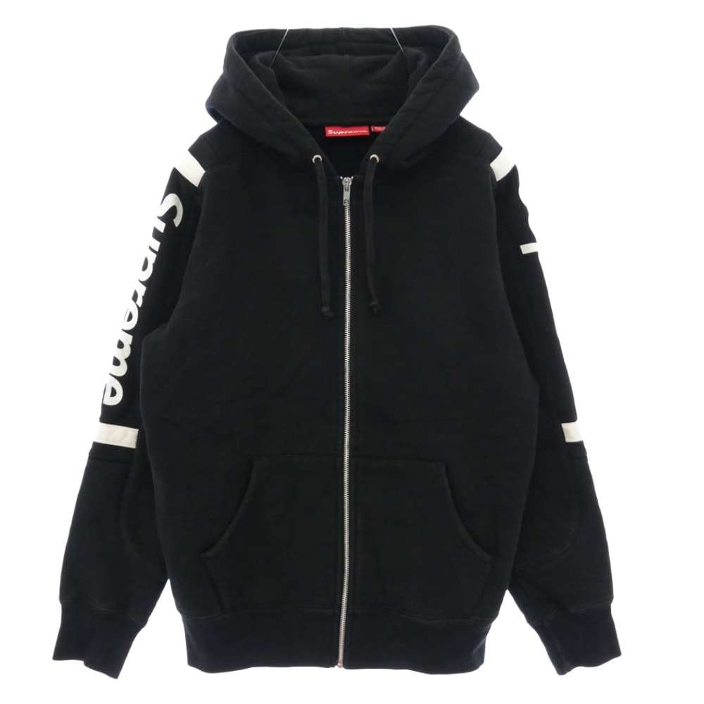 Supreme シュプリーム 15AW Sideline Hooded Track Zip Up サイドライン ジップ パーカー ブラック系 S【中古】
