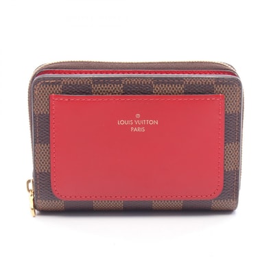 ルイ・ヴィトン LOUIS VUITTON ポルトフォイユ ルー 二つ折り財布 財布 レザー PVC ダミエ エベヌ レディース ブラウン系 / レッド系 N60500 【中古】