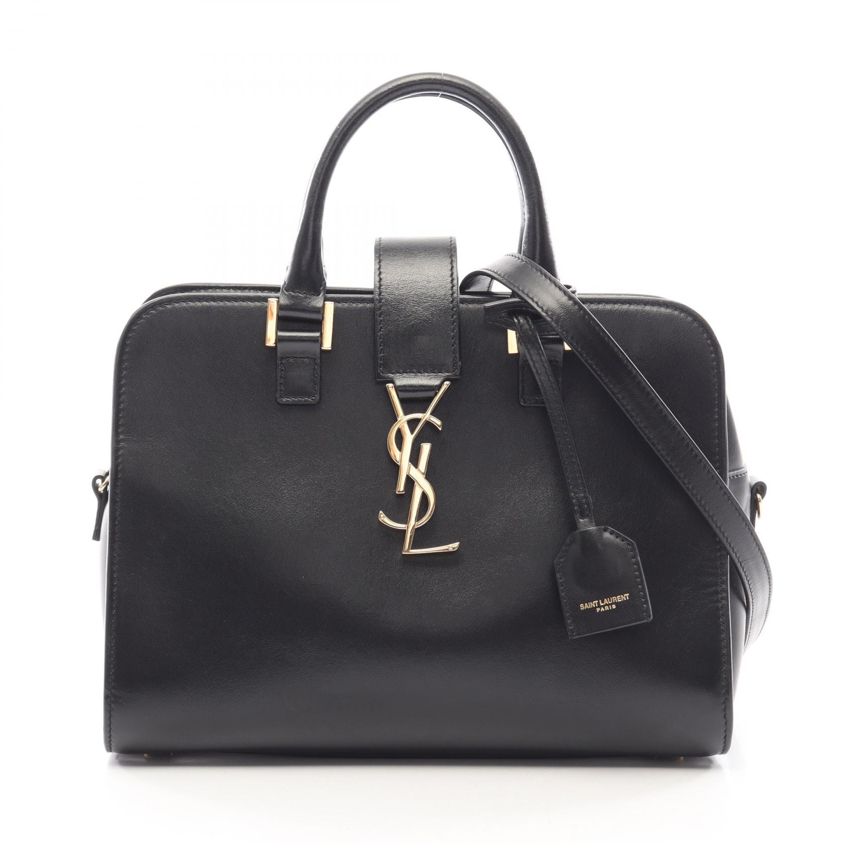 サンローランパリ SAINT LAURENT PARIS YSLライン ベイビー モノグラム カバス 2WAY ハンドバッグ バッグ レザー レディース ブラック系 472466 【中古】