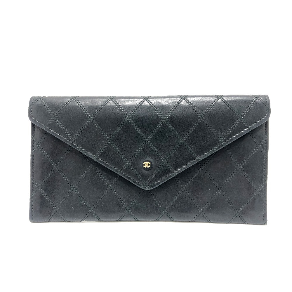 シャネル CHANEL マトラッセ 財布 ロングウォレット 小物 フラップウォレット 長財布 ラムスキン ブラック