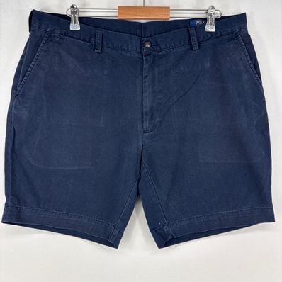 古着 ポロ・ラルフローレン POLO RALPH LAUREN ショートパンツ チノパン ワンポイントロゴ ジップ ハーフパンツ w40 ネイビー メンズ