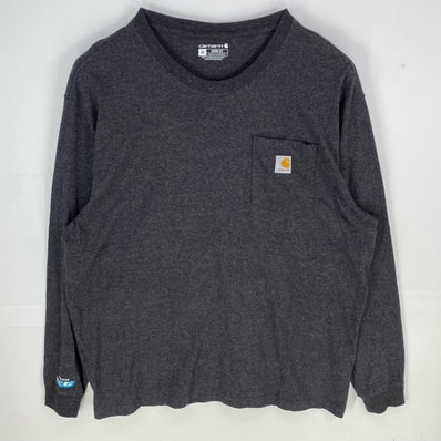 古着 カーハート Carhartt 長袖Tシャツ ワンポイントロゴ プルオーバー ロンT 大きいサイズ XL グレー系 メンズ