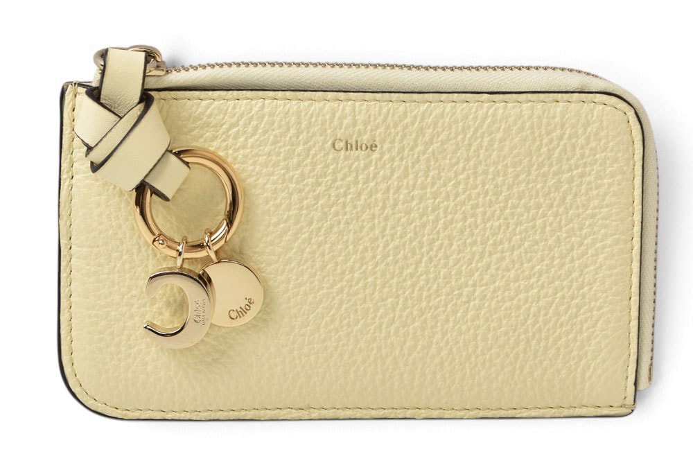クロエ コインケース/キーケース/カードケース Chloe ALPHABET アルファベット キーリング付 ミニ財布 レザー クリーム レディース【中古】