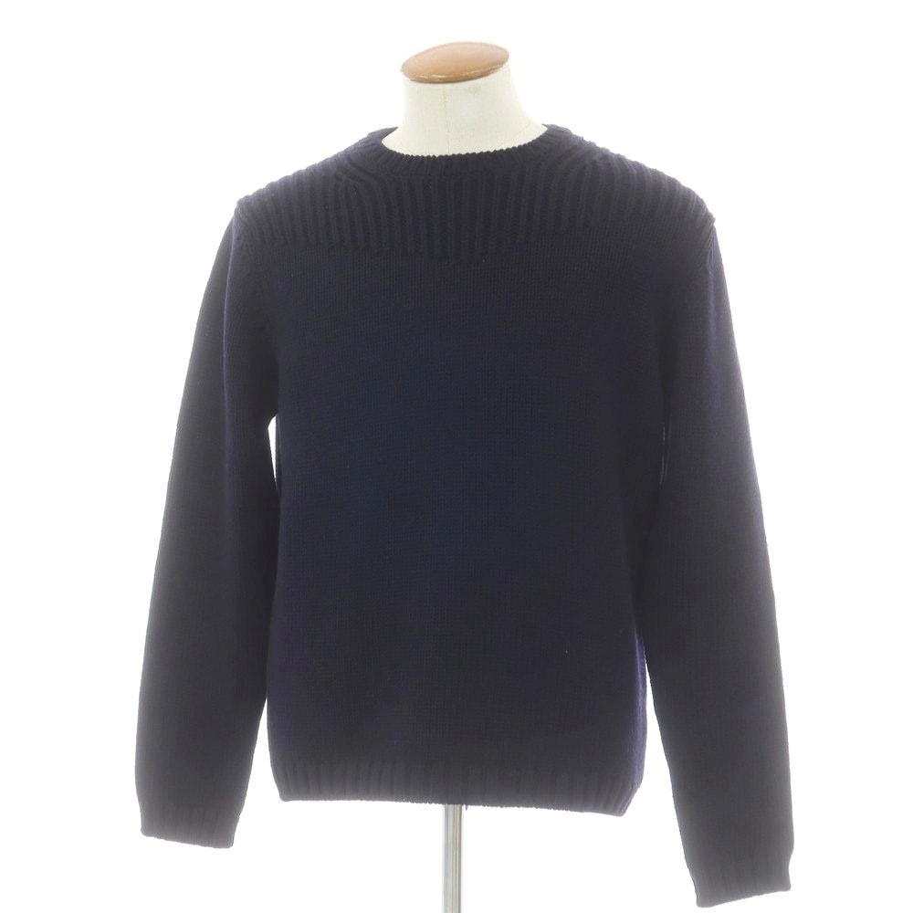 【中古】クルチアーニ CRUCIANI ウール クルーネック プルオーバーニット ネイビー【サイズM/48】【メンズ】
