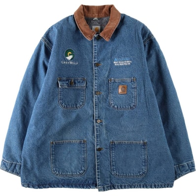 古着 00年代 カーハート Carhartt ミシガンチョアコート 中綿入り デニムカバーオール USA製 メンズXXL相当/evb034522