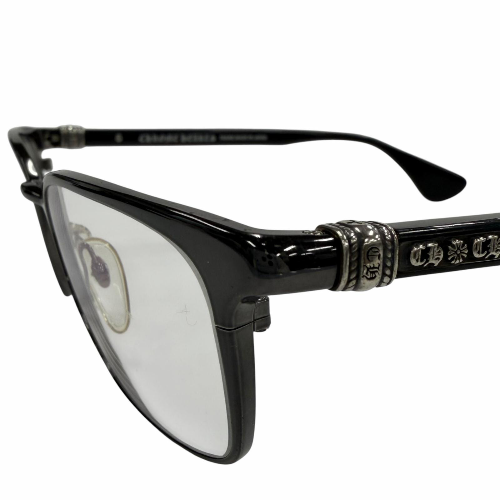 美品 クロムハーツ メガネ GROWLER 1 ブラック メンズ 56□19-144