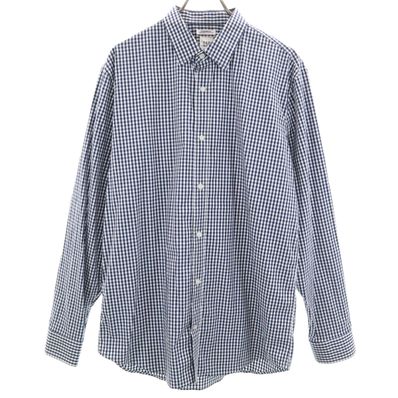 GAP ギャップ ギンガムチェック柄 長袖 シャツ L ネイビー系