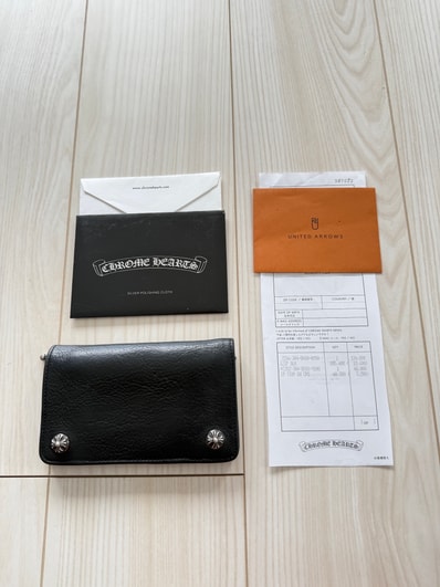 Chrome Hearts 1 Zip Cross Button Leather Wallet "Black"