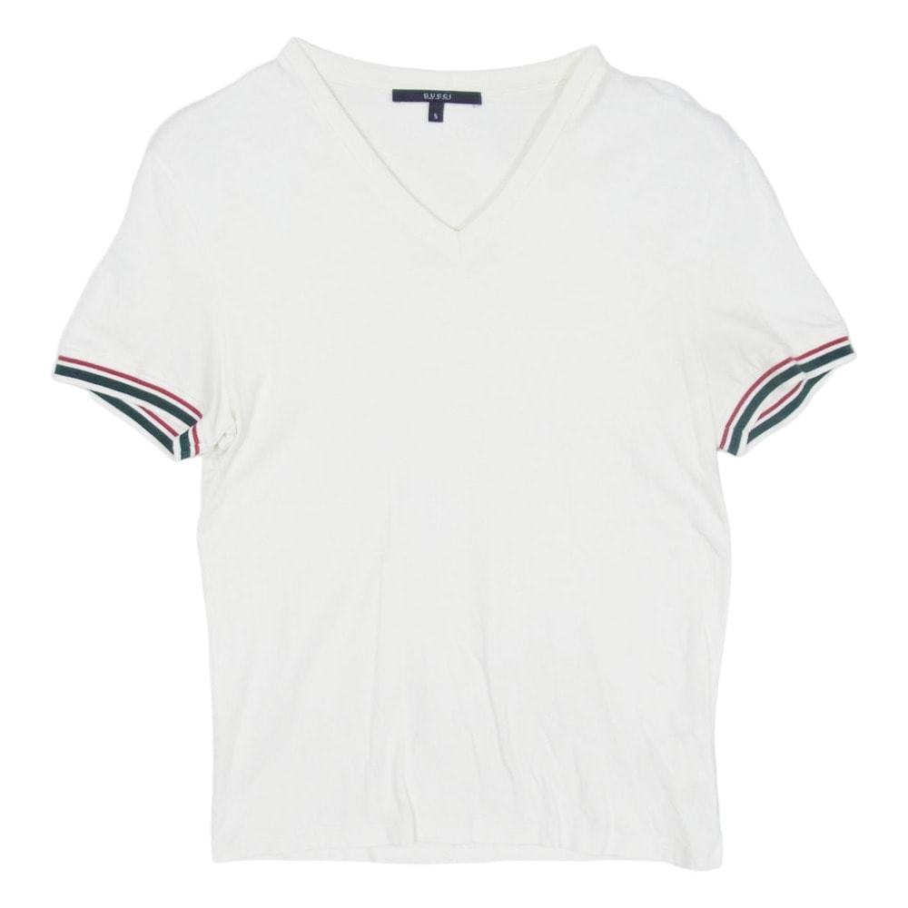 GUCCI グッチ Tシャツ 269121 X3431 シェリーライン コットン  vネック Tシャツ 半袖カットソー ホワイト系 S【中古】