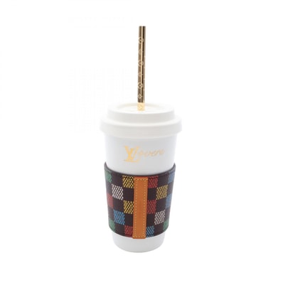 ルイ・ヴィトン LOUIS VUITTON LVカップ & ストロー LV バーズ ダミエ 食器 アクセサリー セラミック / シリコン / PVC / GP メンズ レディース ホワイト系 / ゴールド系 / マルチカラー GI1281 【中古】