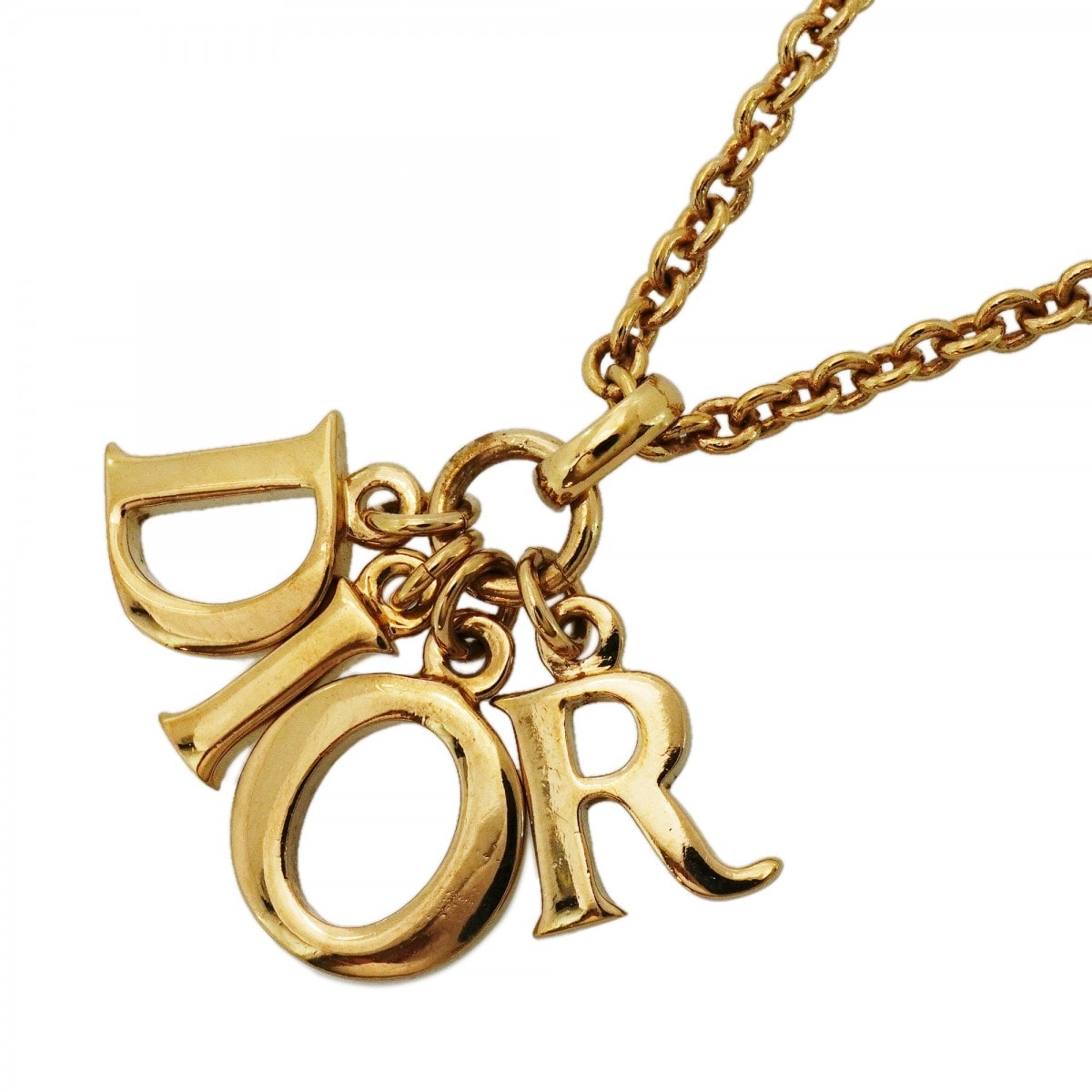 【6jdb0347-k】クリスチャンディオール ネックレス ディオールロゴ GPメッキ ゴールド【中古】レディース