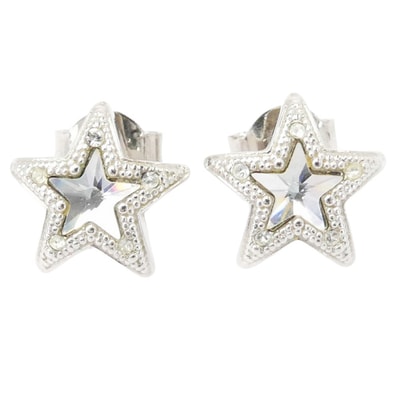 JIMMY CHOO ジミーチュウ ピアス スター スタッズ ステンレススチール クリスタル ピアス シルバー系【中古】