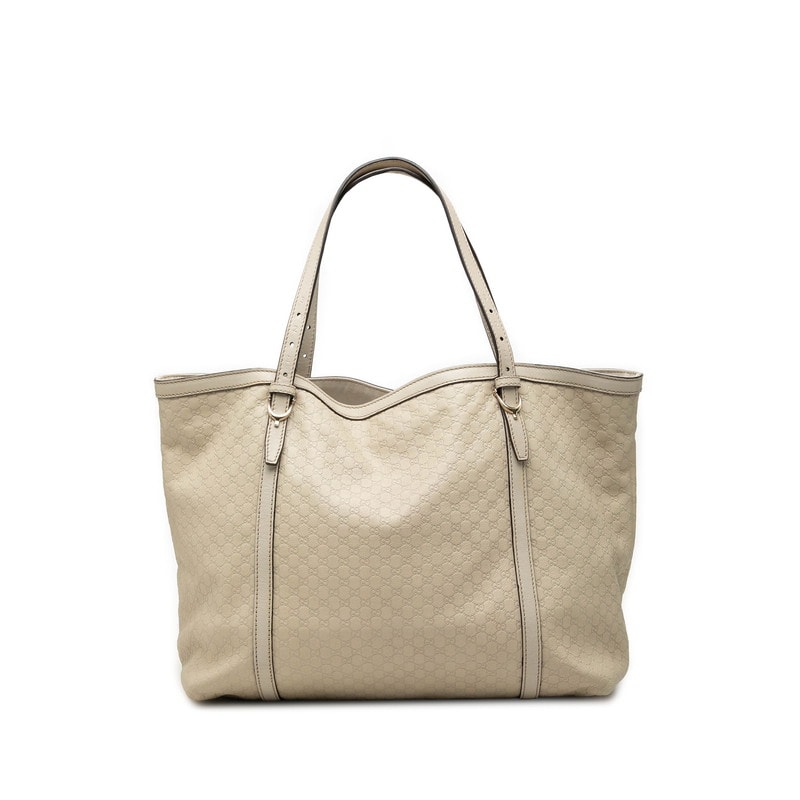 グッチ マイクログッチシマ トートバッグ ショルダーバッグ 309613 アイボリー ホワイト レザー レディース GUCCI 【中古】