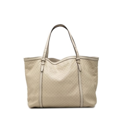 グッチ マイクログッチシマ トートバッグ ショルダーバッグ 309613 アイボリー ホワイト レザー レディース GUCCI 【中古】