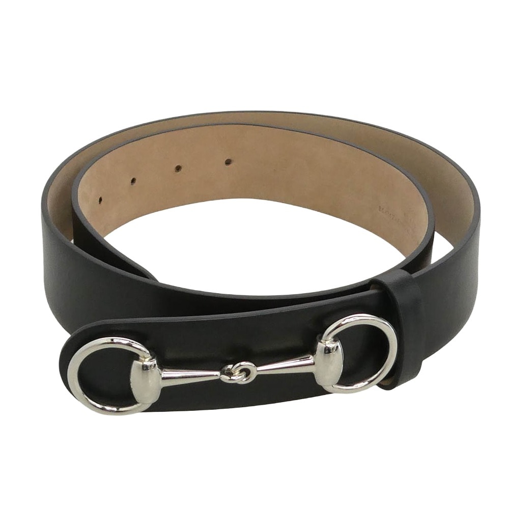 GUCCI グッチ 864147 1955 デムナ期 ホースビット レザー ベルト ブラック系【美品】【中古】