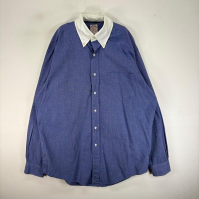 古着 90's/90年代 ヴィンテージ ブルックスブラザーズ Brooks Brothers USA製 長袖シャツ ボタンダウン M ブルー系 無地 メンズ