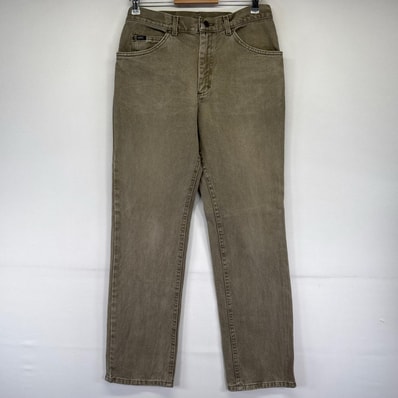 古着 90's/90年代 リー Lee デニム パンツ Gパン ジーパン ジッパーフライ カラーパンツ レザーパッチ 5ポケット ベージュ系 メンズ