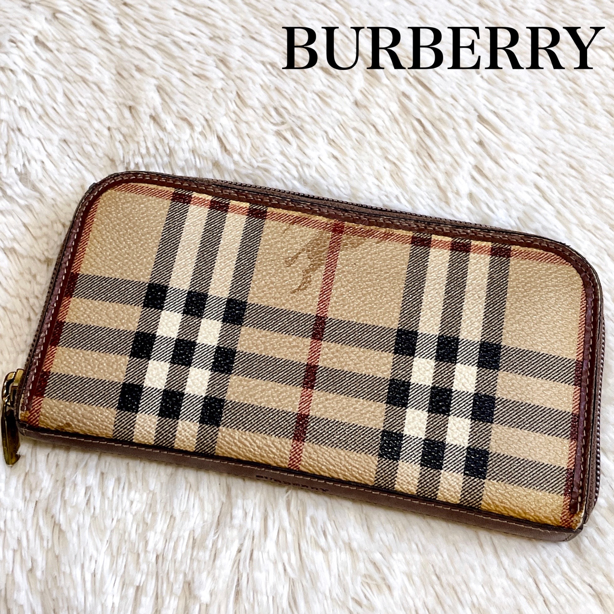 BURBERRY バーバリー PVCレザー ノバチェック ラウンドファスナー財布