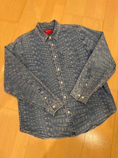 Supreme Warp Jacquard Logos Denim Shirt "Blue"