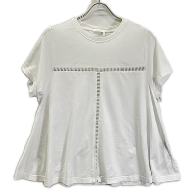 クロエ 24SS ホワイト コットン ハシゴレース Tシャツ L