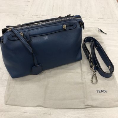 FENDI Calfskin By The Way Boston Bag Medium "Navy"