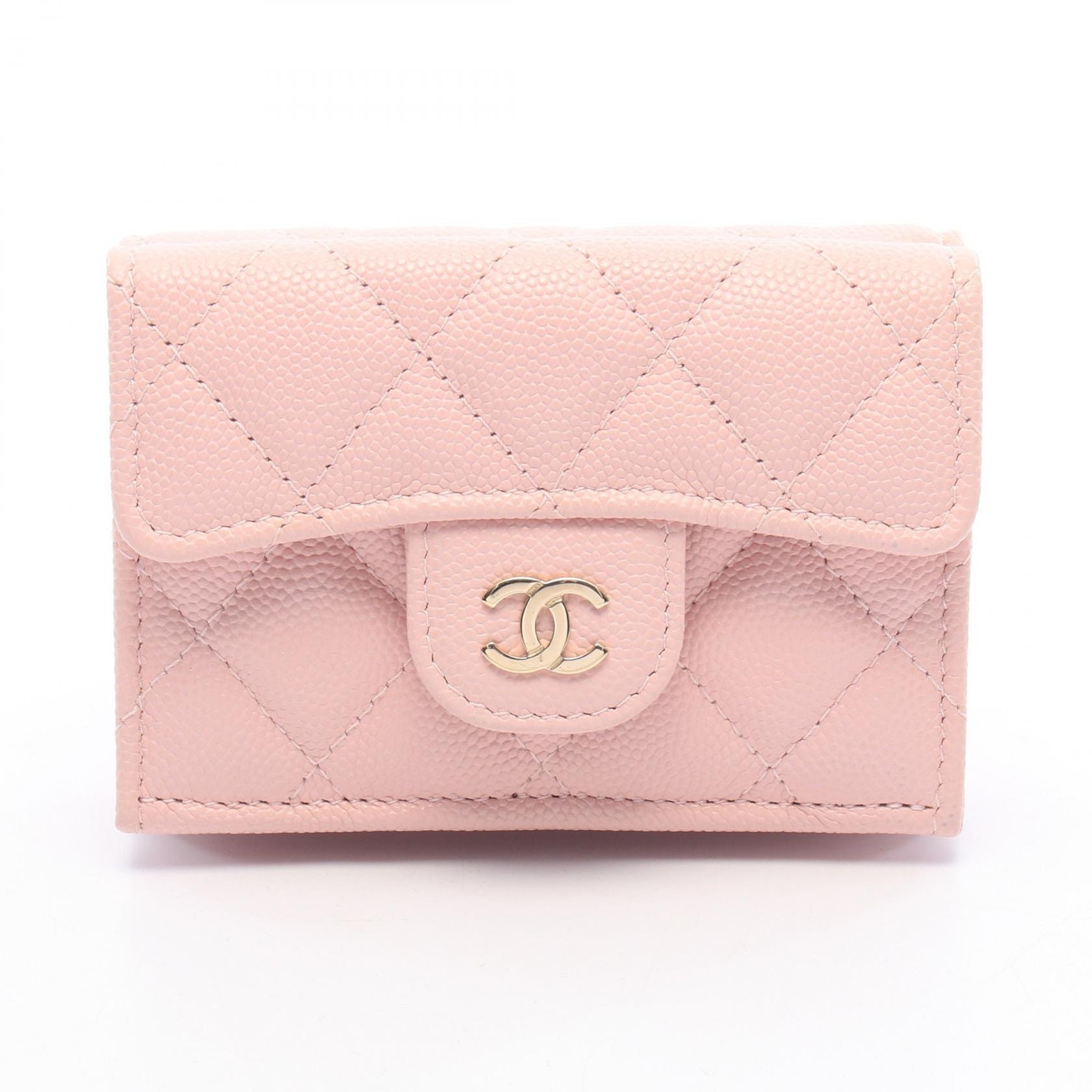 シャネル CHANEL クラシック スモール フラップ ウォレット マトラッセ 三つ折り財布 財布 キャビアスキン(グレインドカーフ) レディース ピンク系 AP0230 【中古】