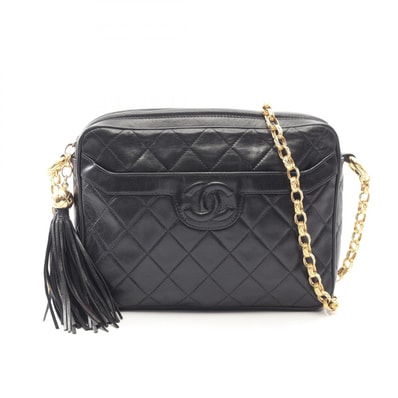 シャネル CHANEL マトラッセ タッセル ショルダーバッグ バッグ ラムスキン(羊革) レディース ブラック系 【中古】