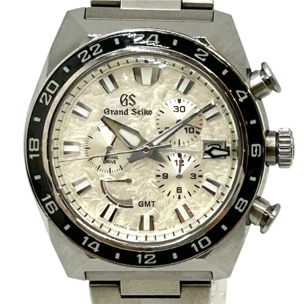 SEIKO セイコー 腕時計 グランドセイコー スポーツコレクション スプリングドライブ クロノグラフ GMT ホワイト文字盤 9R86-0AN0 自動巻き チタン ブラック 黒 メンズ【中古品】