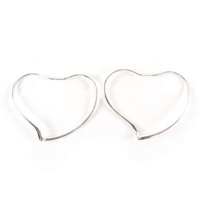 極美品 ティファニー オープンハート ラージ ピアス シルバー レディース