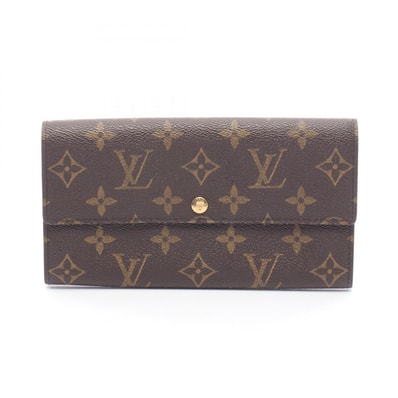 ルイ・ヴィトン LOUIS VUITTON ポシェット ポルトモネ クレディ 二つ折り長財布 財布 レザー PVC モノグラム レディース ブラウン系 M61725 【中古】