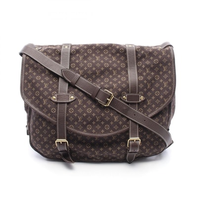 ルイ・ヴィトン LOUIS VUITTON ソミュールXL ショルダーバッグ バッグ キャンバス レザー モノグラム・ミニ・ラン エベヌ レディース ブラウン系 M95220 【中古】