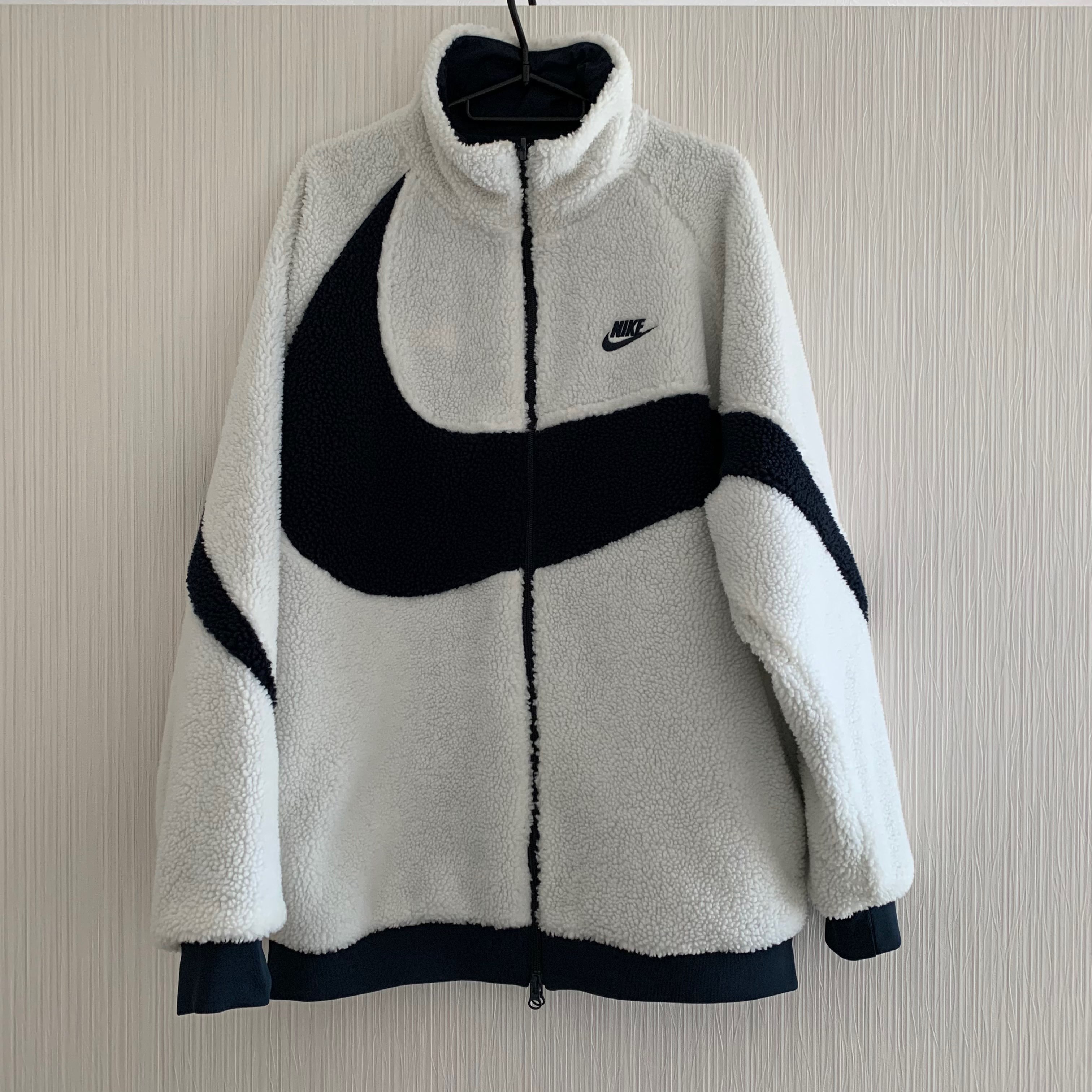 Nike Big Swoosh Reversible Boa Jacket "Sail/Dark Obsidian"