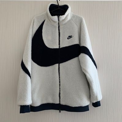 Nike Big Swoosh Reversible Boa Jacket "Sail/Dark Obsidian"