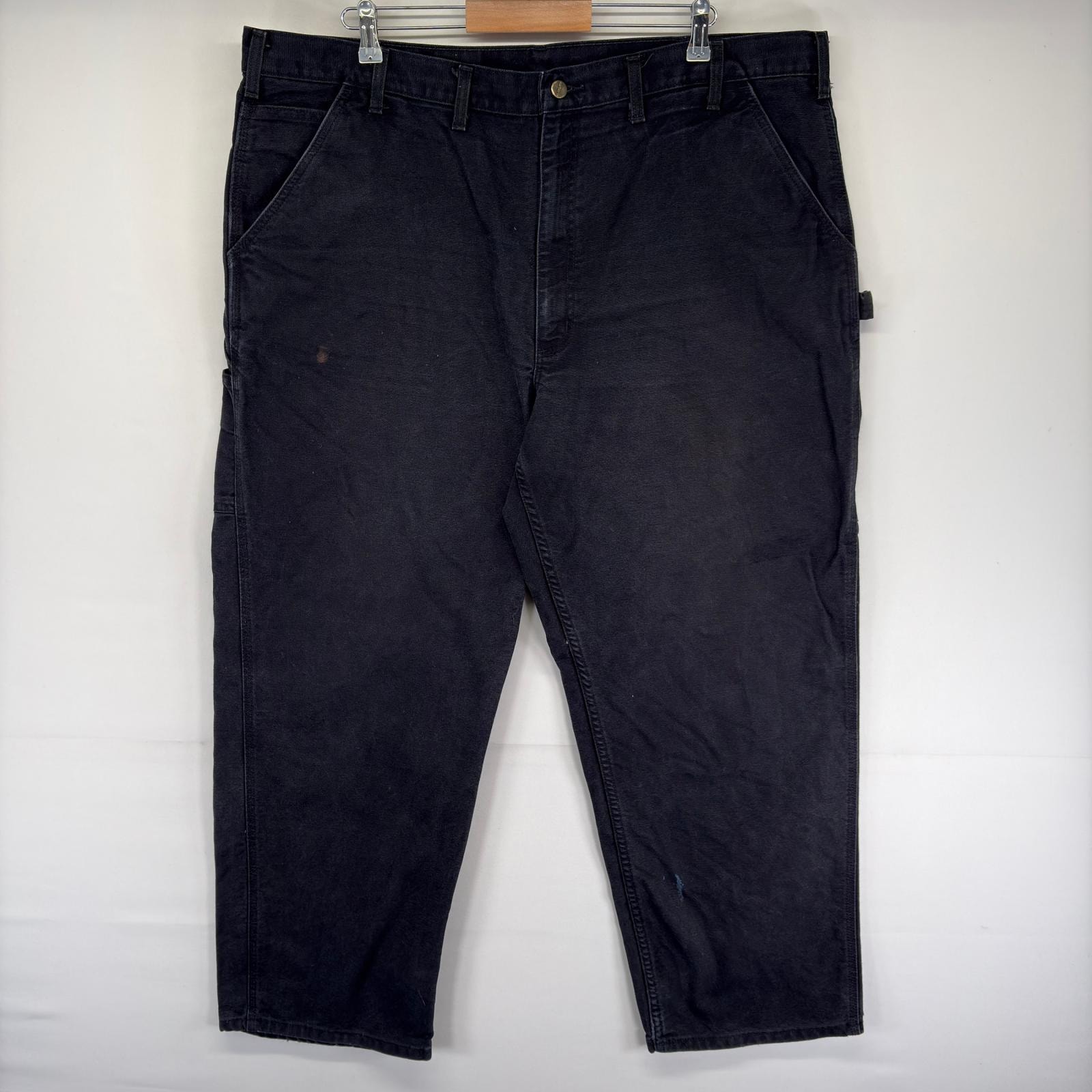 古着 カーハート Carhartt ダック パンツ ペインター ワーク ジッパーフライ ハンマーループ 大きいサイズ w44 L32  ブラック系 メンズ