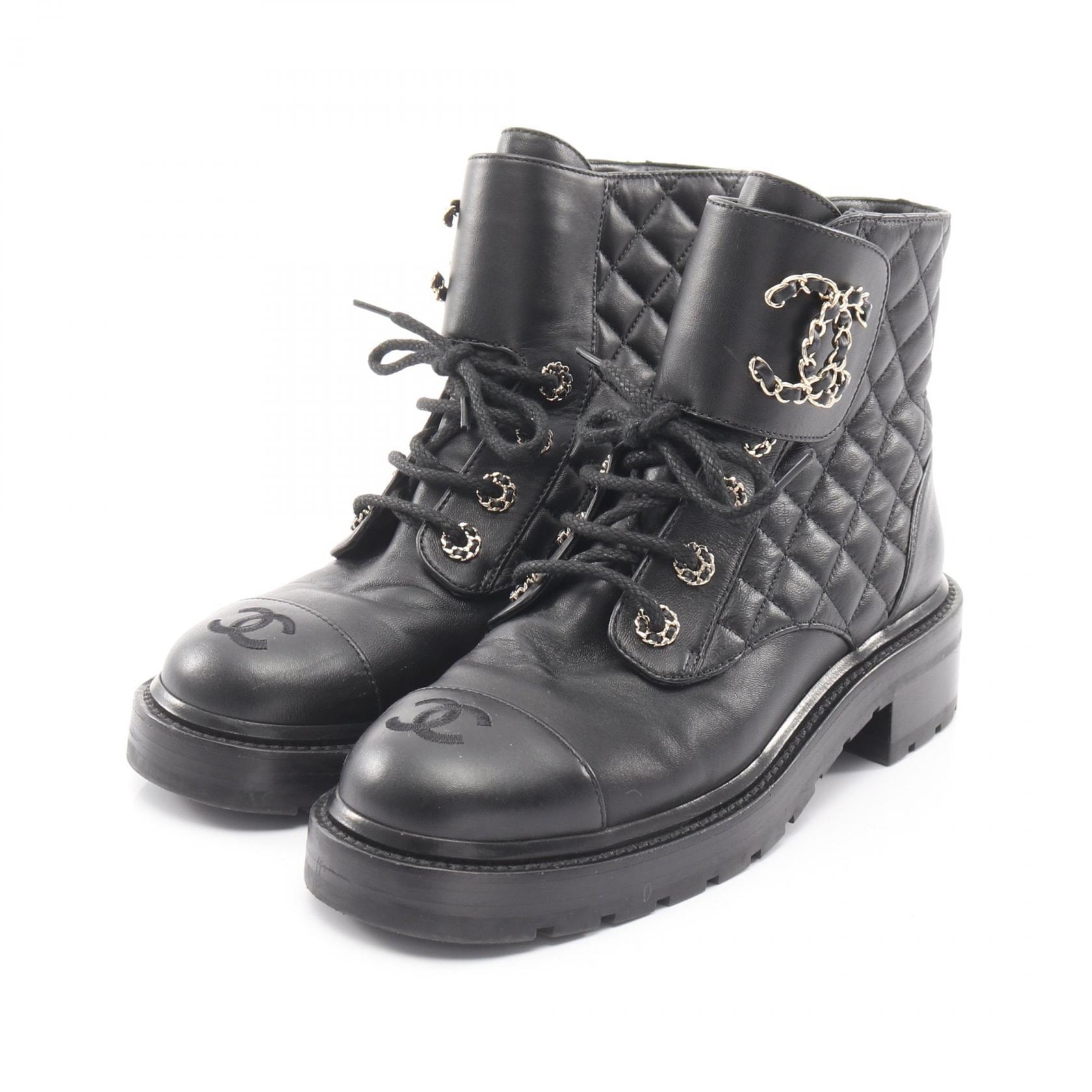 シャネル CHANEL マトラッセ ショート ブーツ 靴 レザー レディース ブラック系 G36424 【中古】