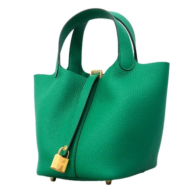 【6ia1086】エルメス ハンドバッグ ピコタンロックPM トリヨンクレマンス ヴェールジェイド ゴールド金具 G刻印【中古】レディース