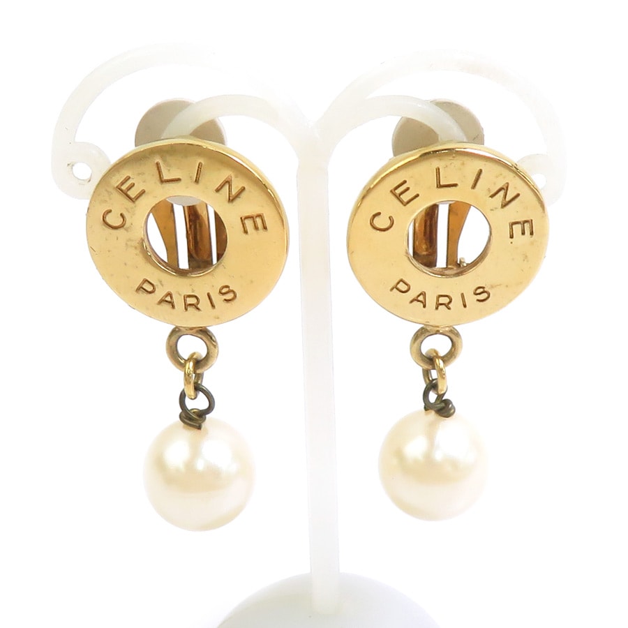セリーヌ CELINE イヤリング メタル/フェイクパール ゴールド/ホワイト レディース【中古】 h32447a