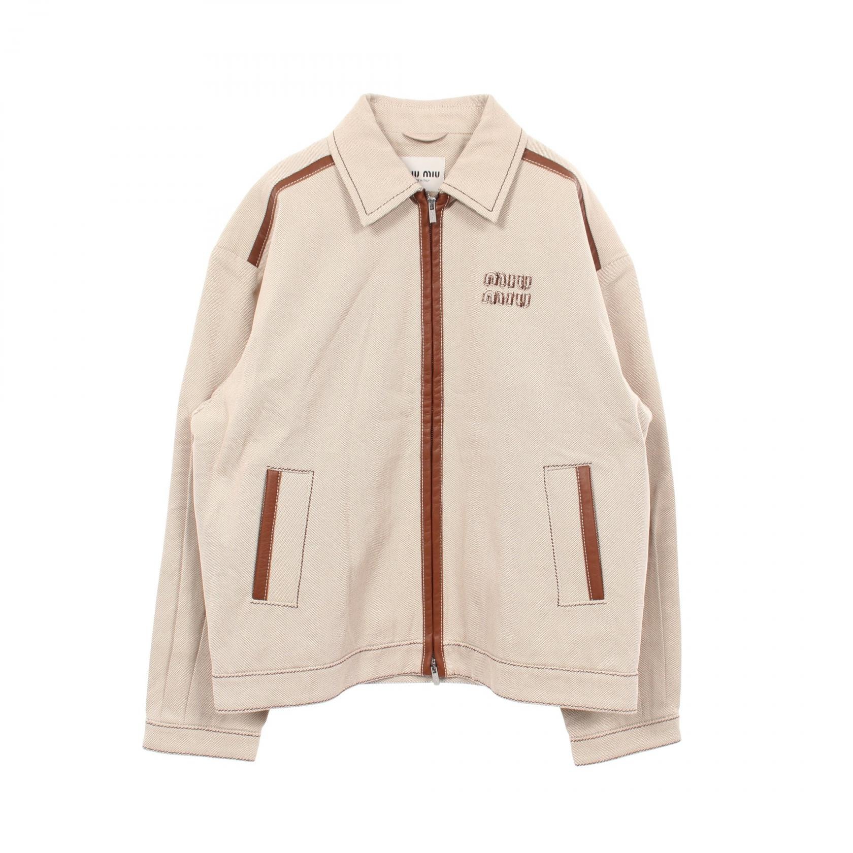 ミュウ ミュウ Miu Miu ジャガード ブルゾン 衣料品 アウター コットン メンズ ベージュ系 / ブラウン系 【中古】