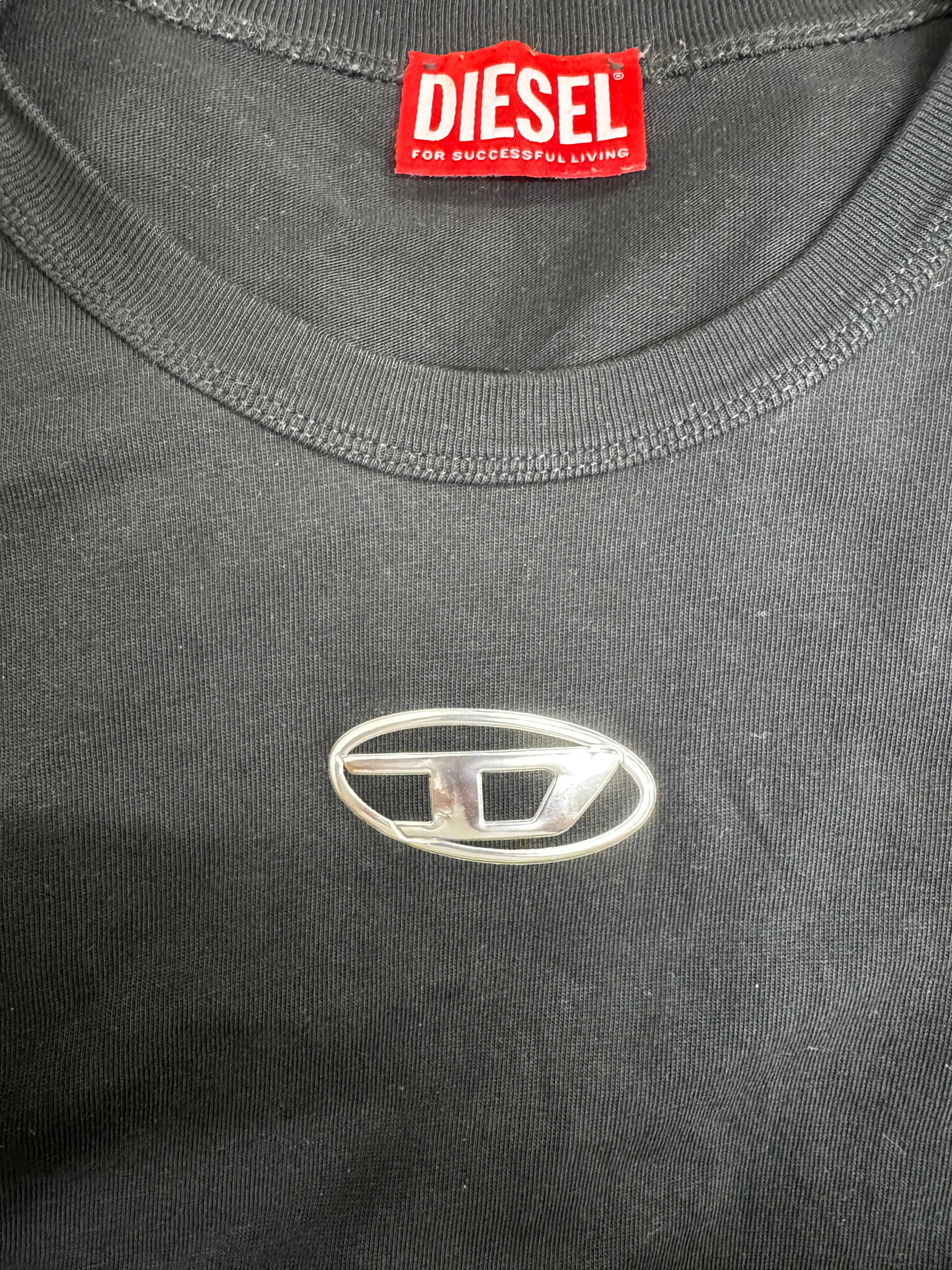 Diesel T-Shirt With Embroidered Oval Logo "Black/White"