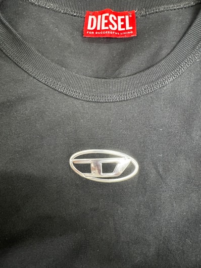Diesel T-Shirt With Embroidered Oval Logo "Black/White"